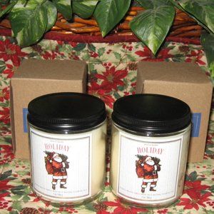 BBW White Barn "Holiday" Candles Lot of 2 Christmas Themed Candles